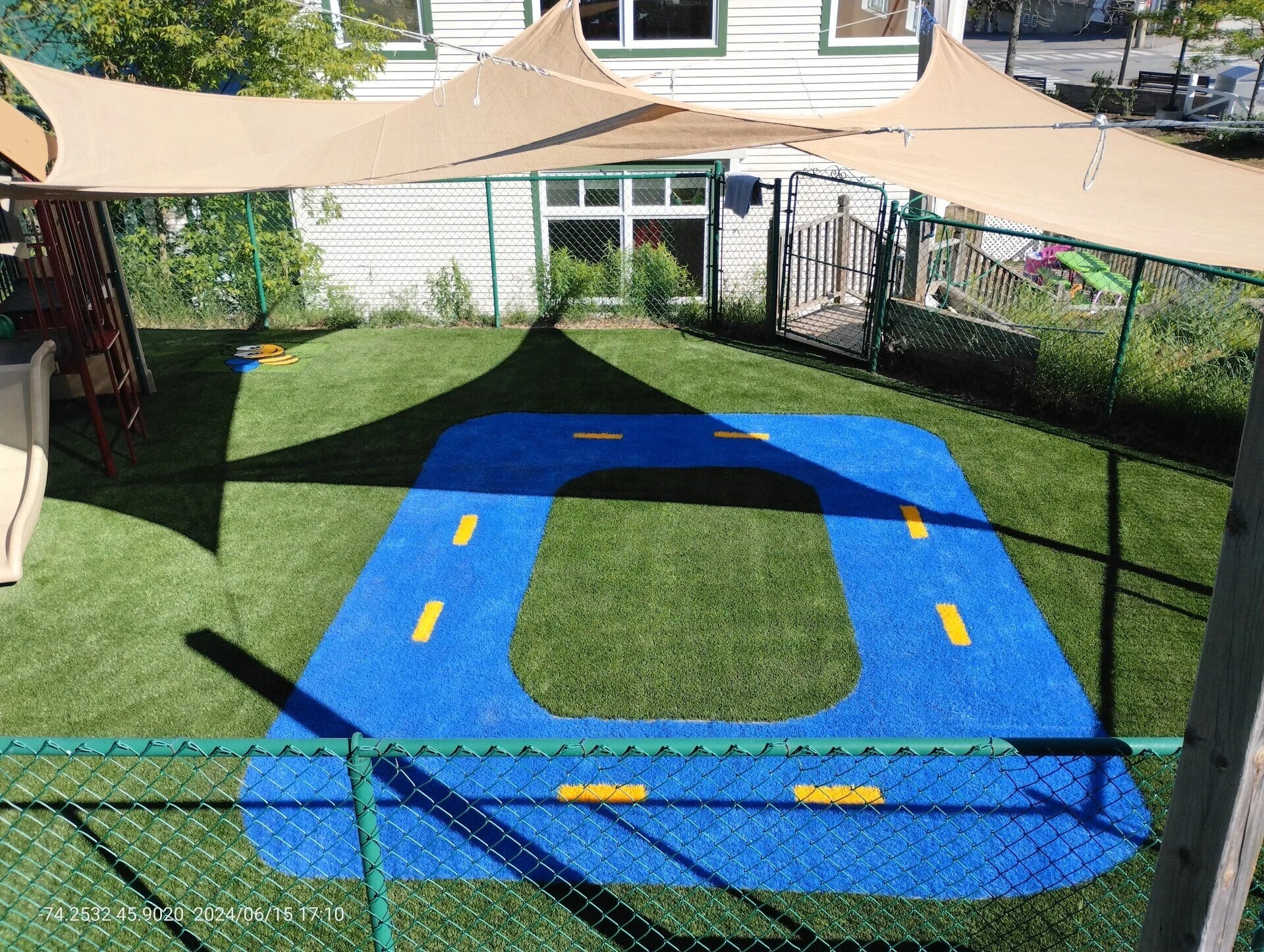 Artificial grass playground surface at a Quebec daycare