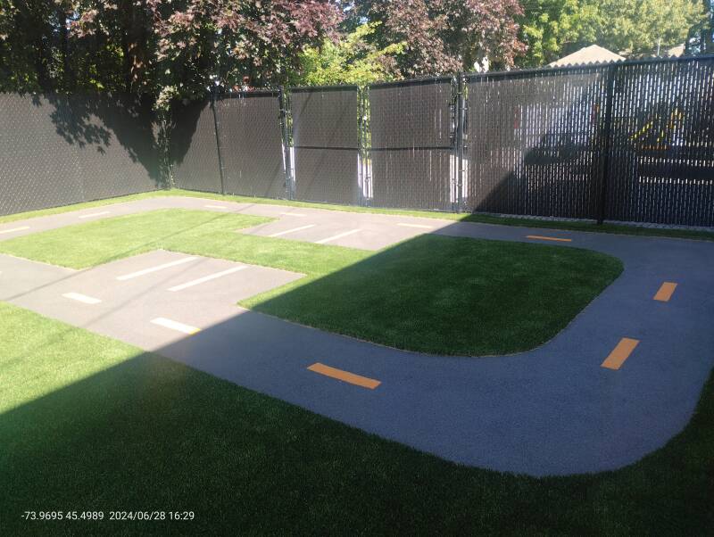 Rubber safety surface installation at a CPE daycare in Oka, Quebec — Capo Surface