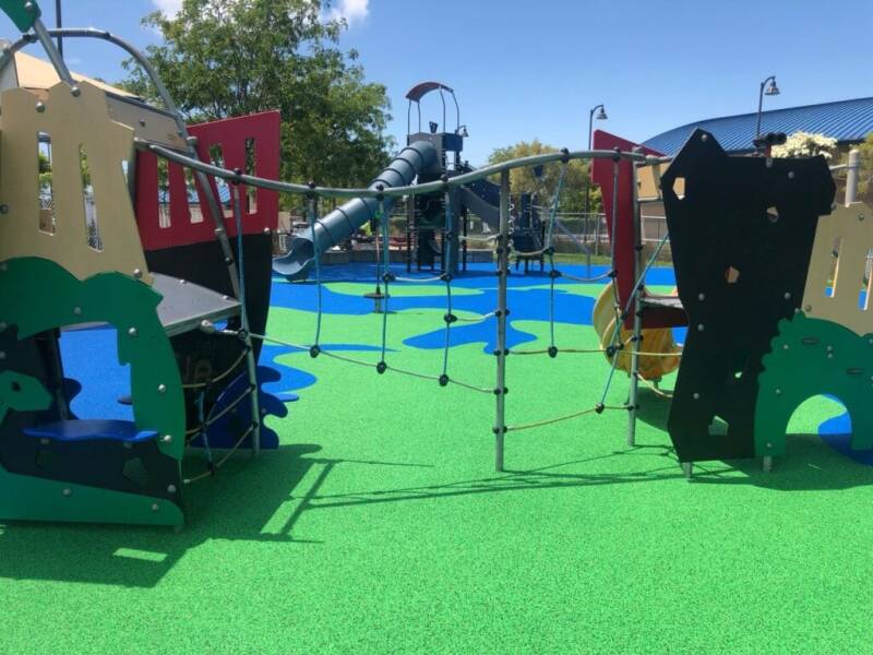 "Rubber playground surface at a CPE daycare in Quebec City, Quebec" ✅