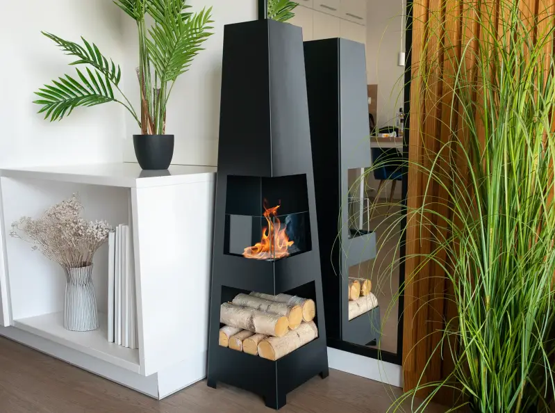 Moderne woonkamer met Pyramid Garden bio-ethanol sfeerhaard