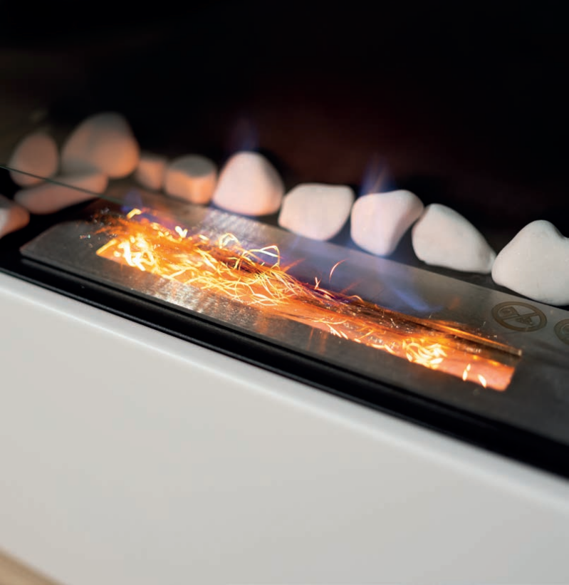 Detailopname van brander met gloeidraad-effect – extra sfeer in de haard