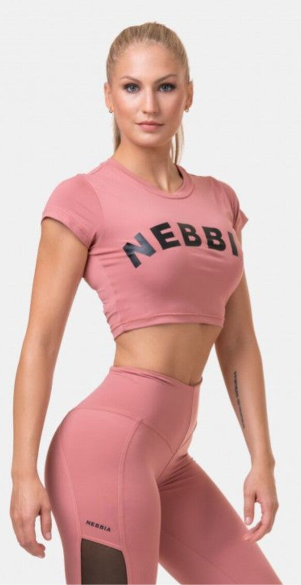 Top Nebbia Short Sleeve Sporty Crop Top 584 old rose