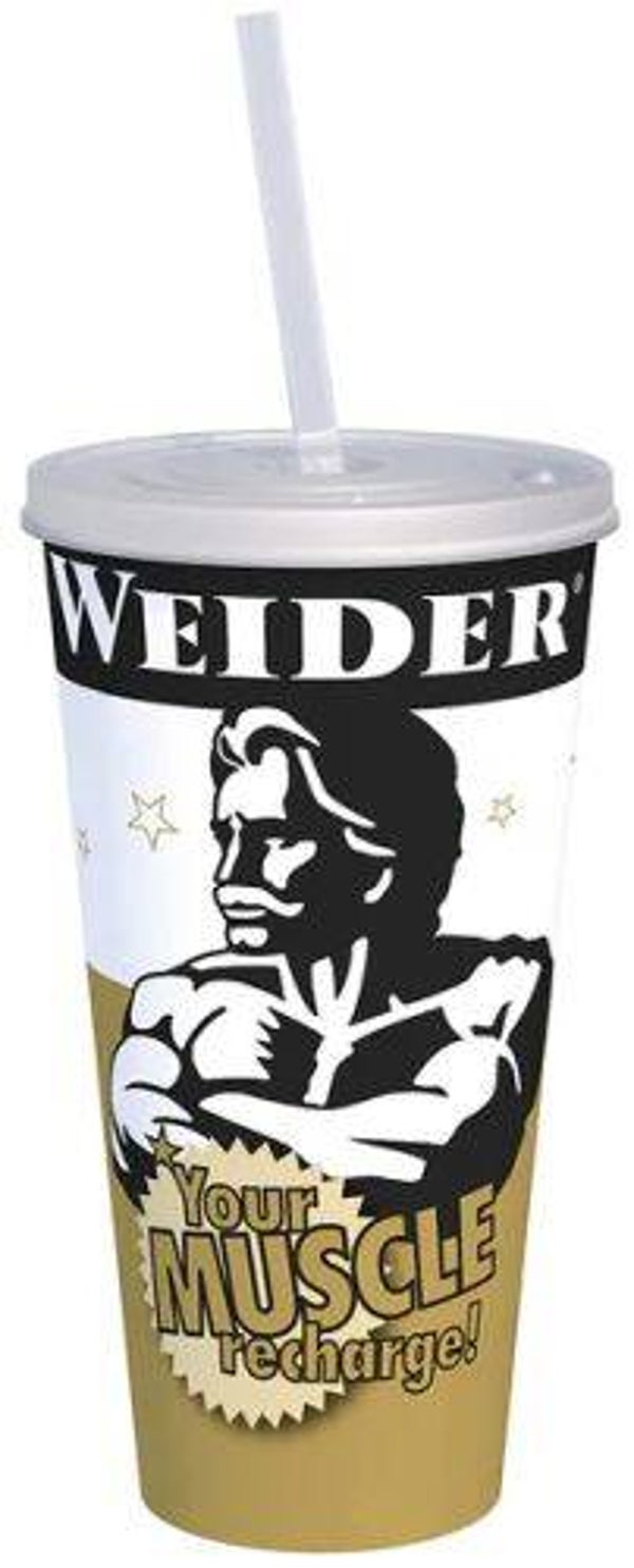 Weider Pappbecher 0,5l  mit Deckel und Strohhalm.