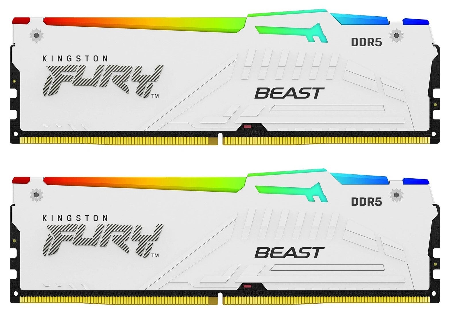 Kingston FURY Beast RGB weiß UDIMM 64GB Kit, DDR5-6000, CL36-38-38, 2RX8