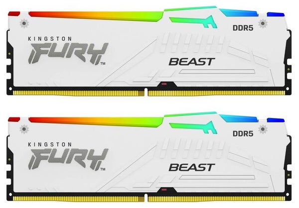 Kingston FURY Beast RGB weiß UDIMM 64GB Kit, DDR5-6000, CL36-38-38, 2RX8