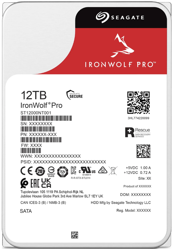 Seagate IronWolf Pro NAS HDD +Rescue 12TB, 24/7, 512e / 3.5" / SATA 6Gb/s