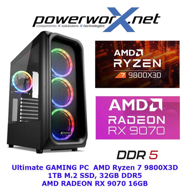 🔥 RyzenFire – ELITE Gaming PC AMD Ryzen 7 9800X3D, 32GB RAM, AMD RADEON RX 9070 , 1TB SSD