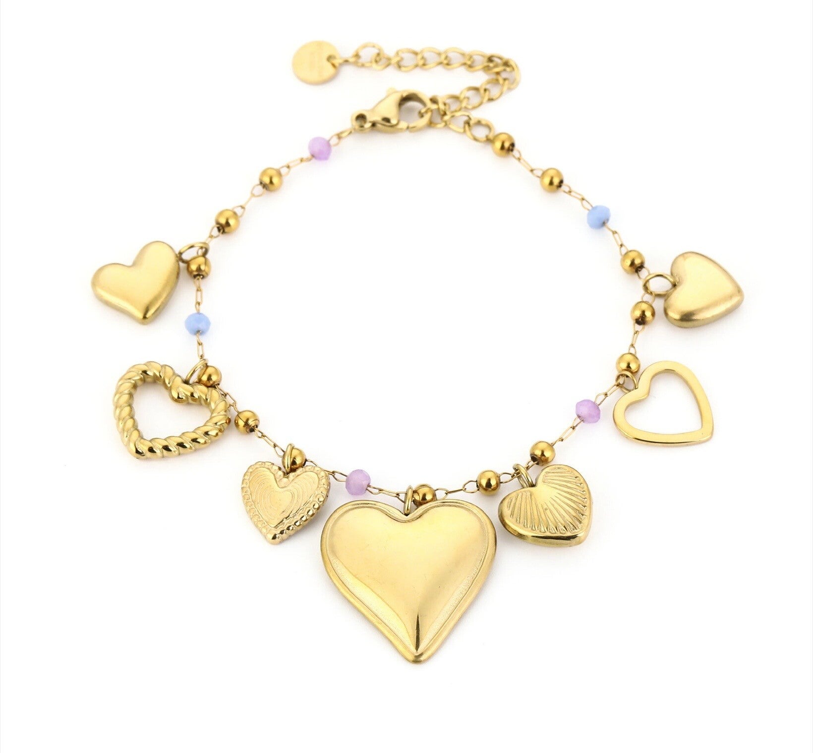 Gouden hartjes bedels armband
