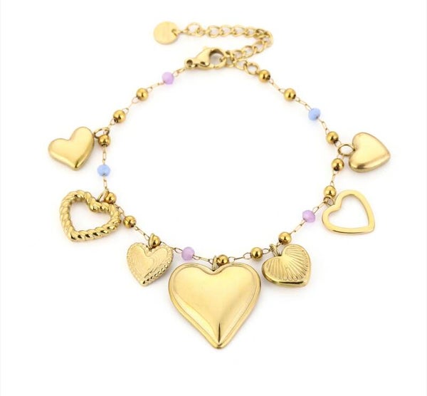 Gouden hartjes bedels armband