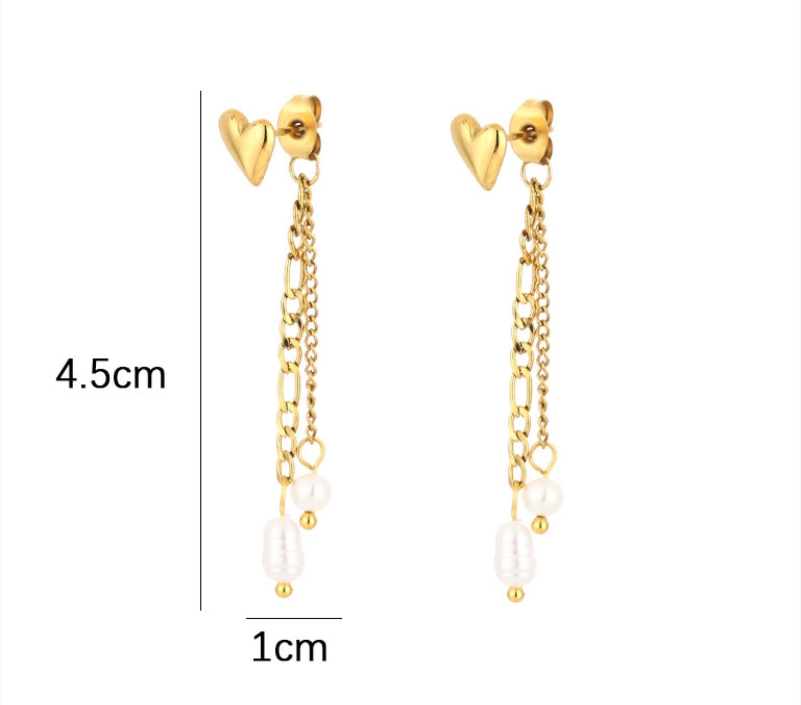 Gouden hart studs met parels