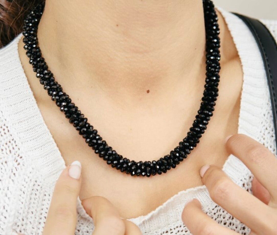 Black Crystal Beads Ketting