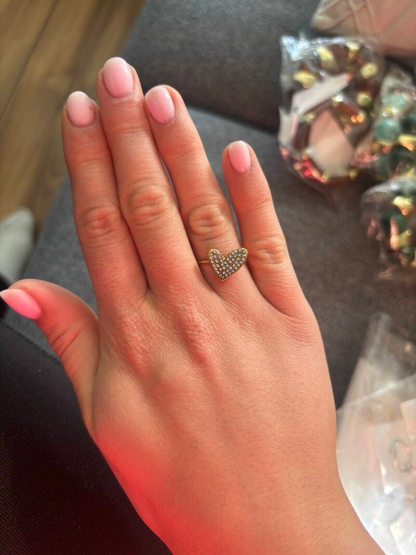 Hart strass ring goud