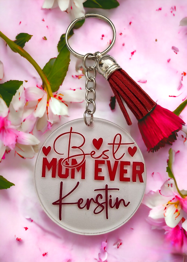 Schlüsselanhänger „Best Mom Ever“ + Name – das perfekte Geschenk für die beste Mama der Welt