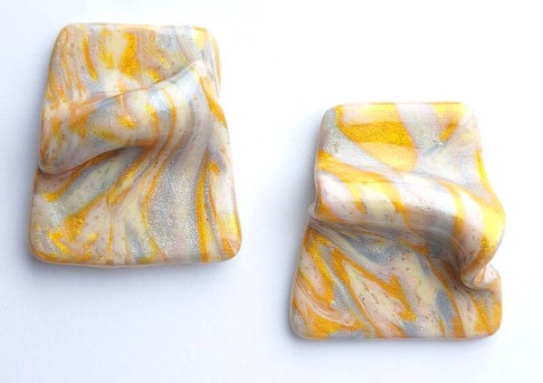 Silver gold fusion 'folded' oorbellen