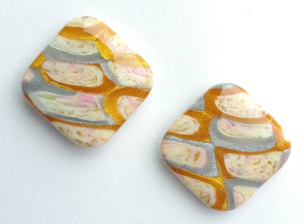 Silver gold fusion studs oorbellen