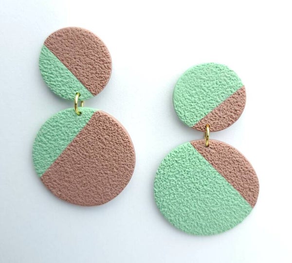 Mint en bruin cirkel oorbellen