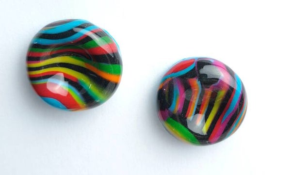 Puffy glossy stripes 'deuk' oorbellen (set 2)