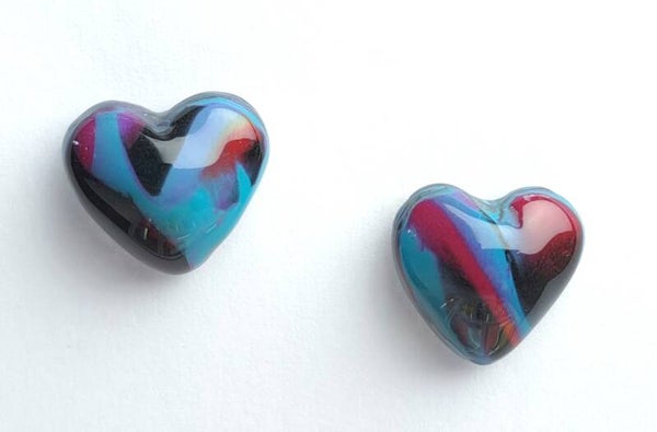 Puffy glossy hartjes oorbellen (set 2)