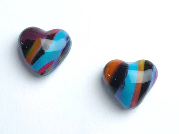 Puffy glossy hartjes oorbellen (set 3)