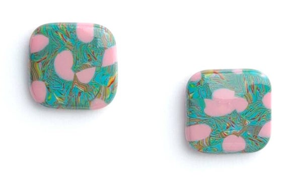 Lente bloesem vierkant/ruitje oorbellen