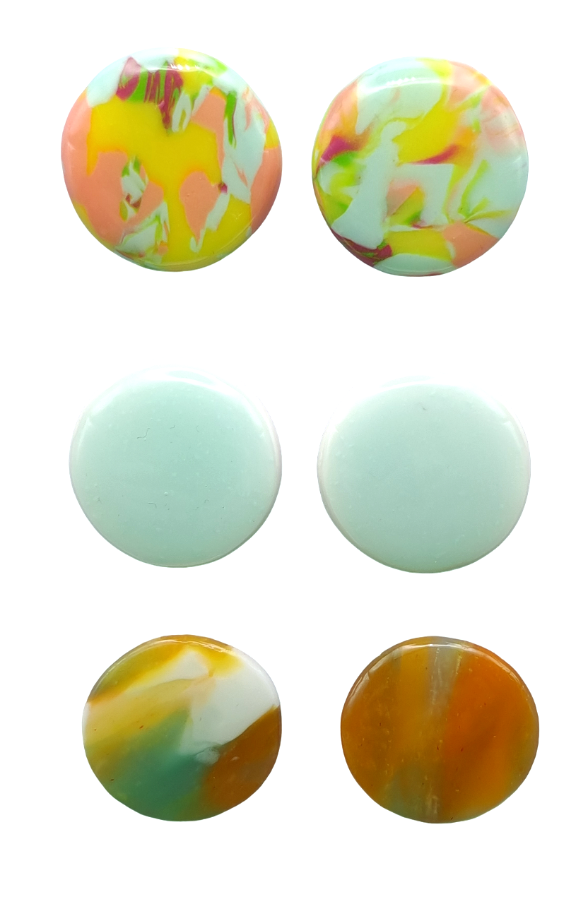 Stud set 3 paar blauw/oranje tinten