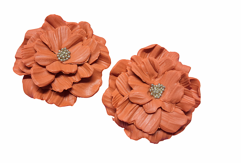 Geweldige bloem oorbellen terracotta