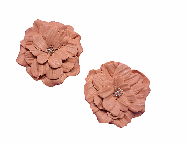 Geweldige bloem oorbellen poeder bruin