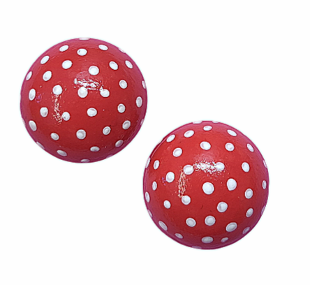 Rood witte stip bol oorbellen