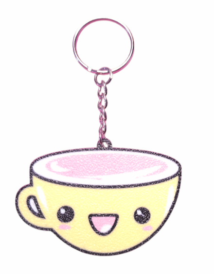 Theekopje Kawaii sleutel/tashanger