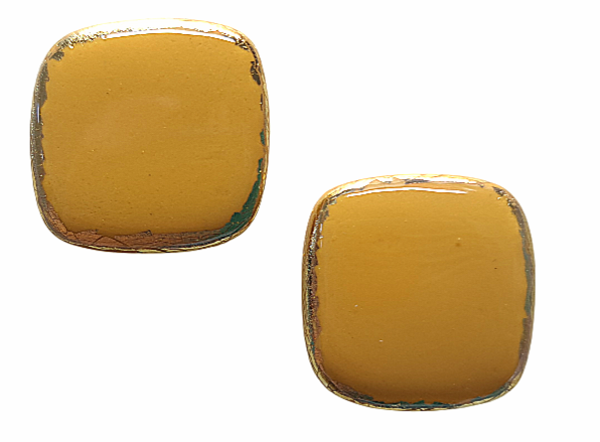 Glamour vierkant mosterd/goud oorbellen