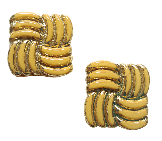 Glamour vierkant mosterd/goud oorbellen