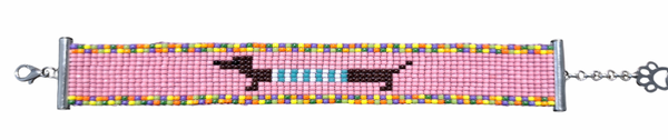 Teckel armband breed licht roze