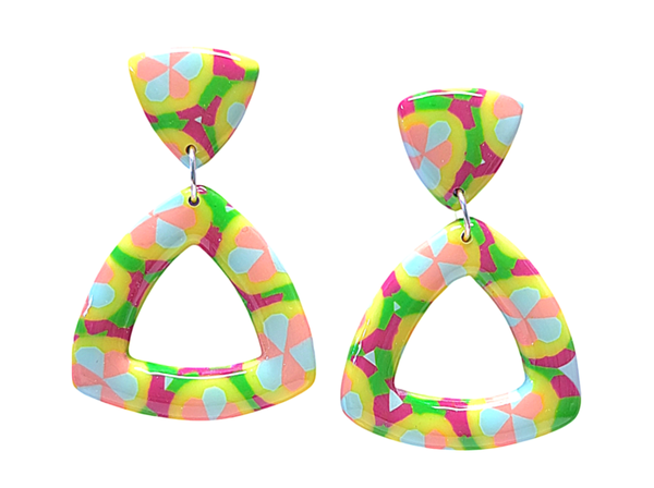 Driehoek multi color oorbellen