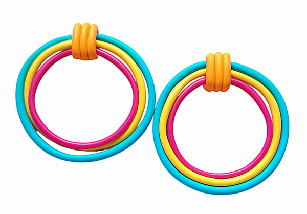 Triple circle oorbellen turquoise
