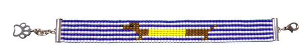 Teckel armband blauw/witte streep