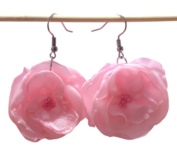 Bloem oorbellen roze klein