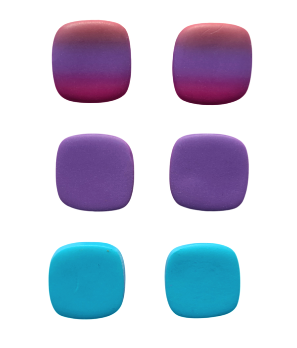 Set 3 paar oorbellen paars/aqua