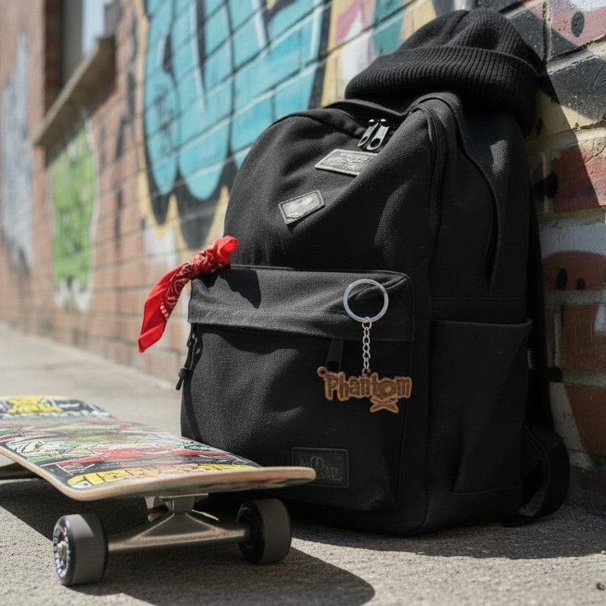 Porte-clé PhantomX - Bois gravé