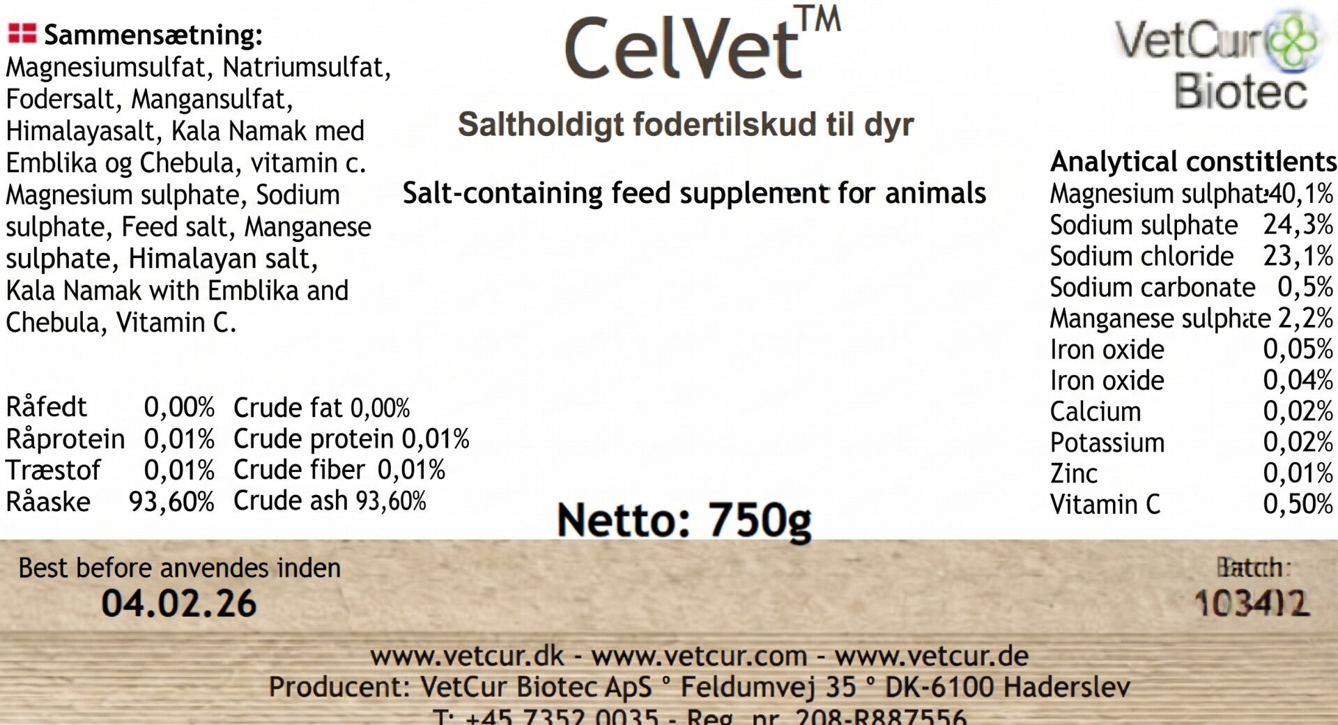 Celvet Hond, Kat en Paard 750g by VetCur