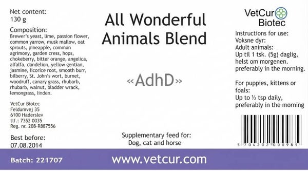 AdhD Hond, Kat en Paard poeder 130g  by Vetcur