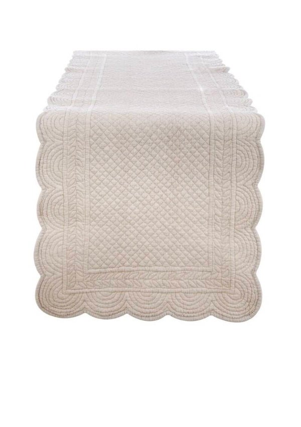 Blanc Mariclò Runner da tavolo in 100% cotone, Shabby Chic 45x140 cm