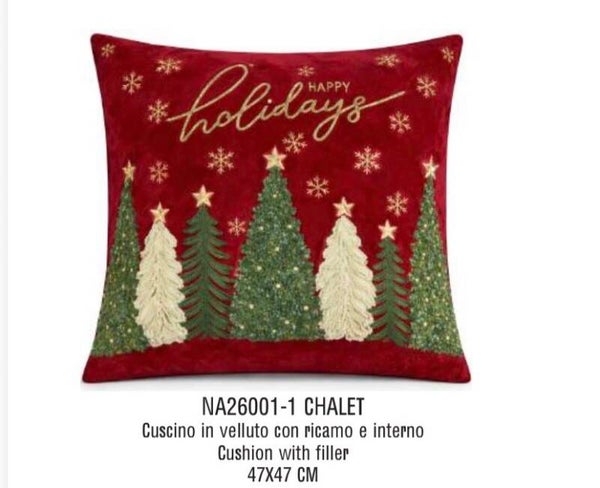 Cuscino chalet 45x45 velluto rosso