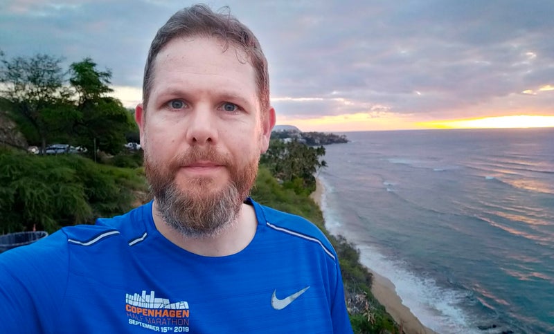 Running during sunrise in Honolulu