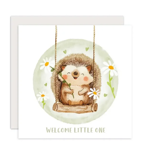 Aniet Illustration Kaart baby egel op schommel