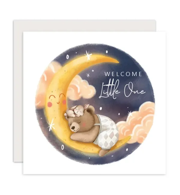 Aniet Illustration Kaart baby beer op maan