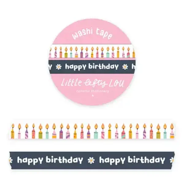 Little Lefty Lou Happy Birthday - 2 Slim Washi Tapes
