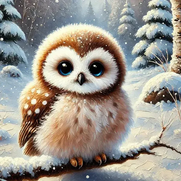 Fripperies Ansichtkaart Animals in snow Uil