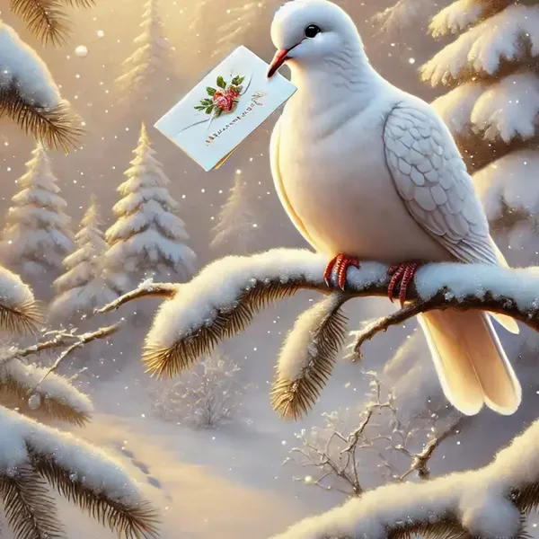 Fripperies Ansichtkaart Winter mail Pigeon