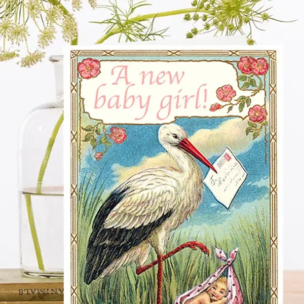 Madame Treacle Kaart "The Stork Baby Girl"