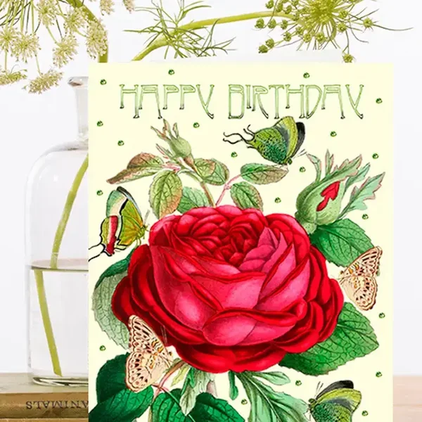 Madame Treacle Kaart Verjaardag "Rose" met glitter